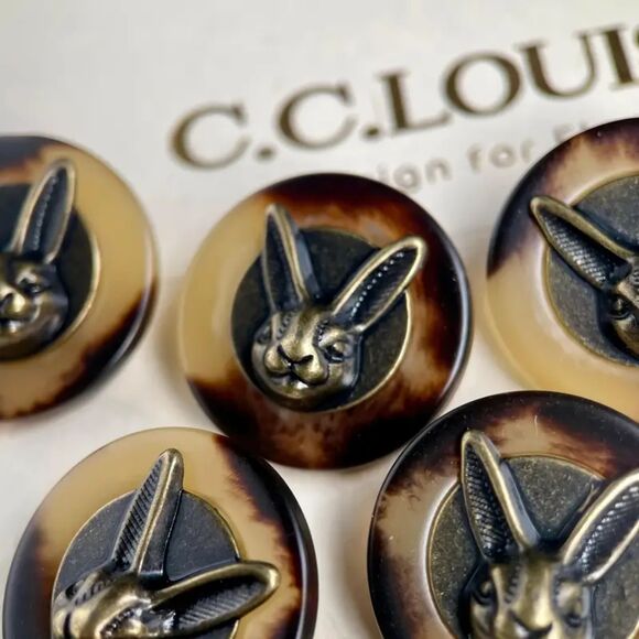 5 pcs Vintage Resin Rabbit Head Buttons, Small Shank Decor Buttons for Clothing, - Picture 1 of 5